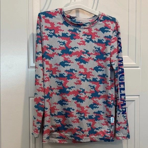 Magellan Outdoors Kids Camo Long Sleeve Shirt - Blue, Red, White - Picture 1 of 5